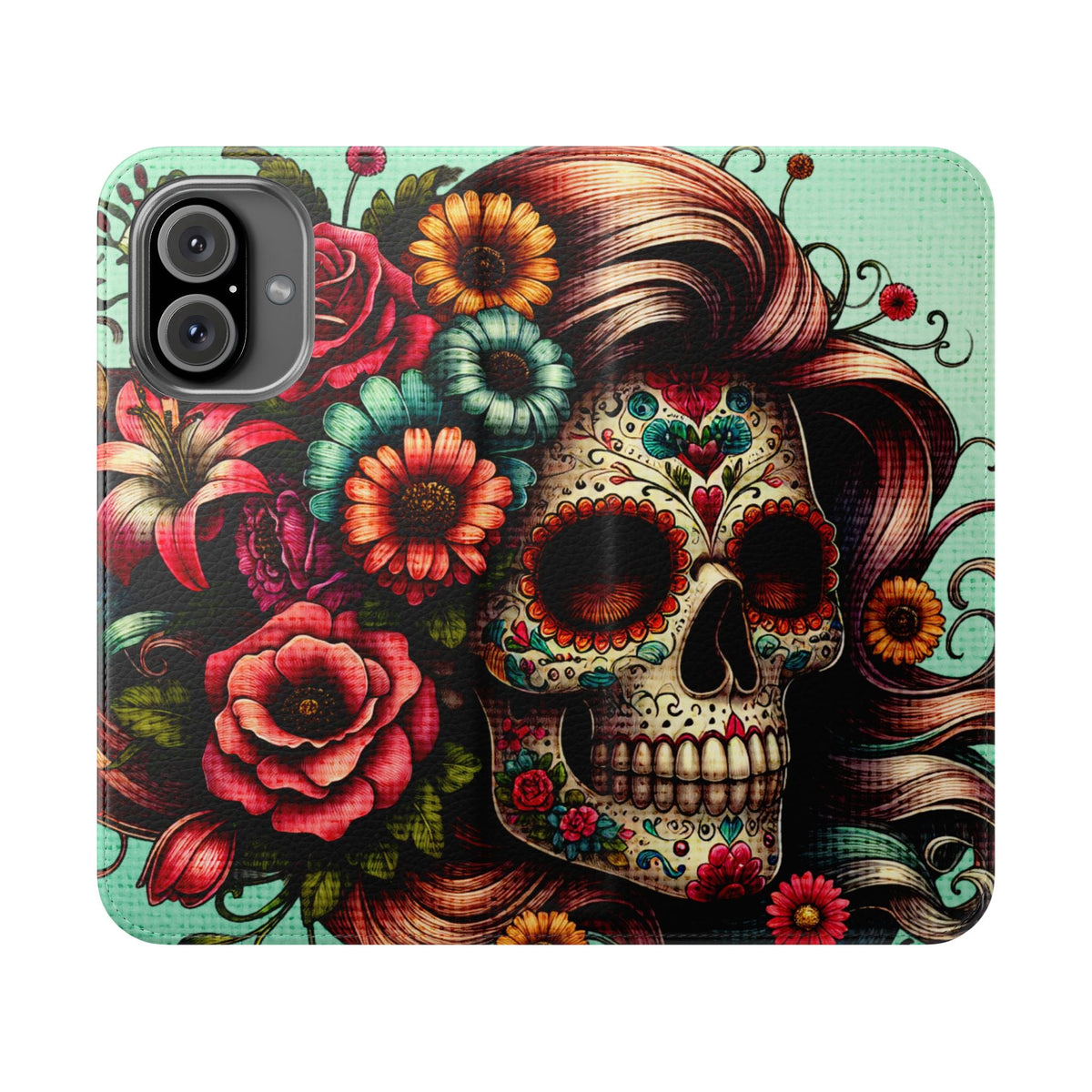 Sugar Skull Flip Wallet Phone Case