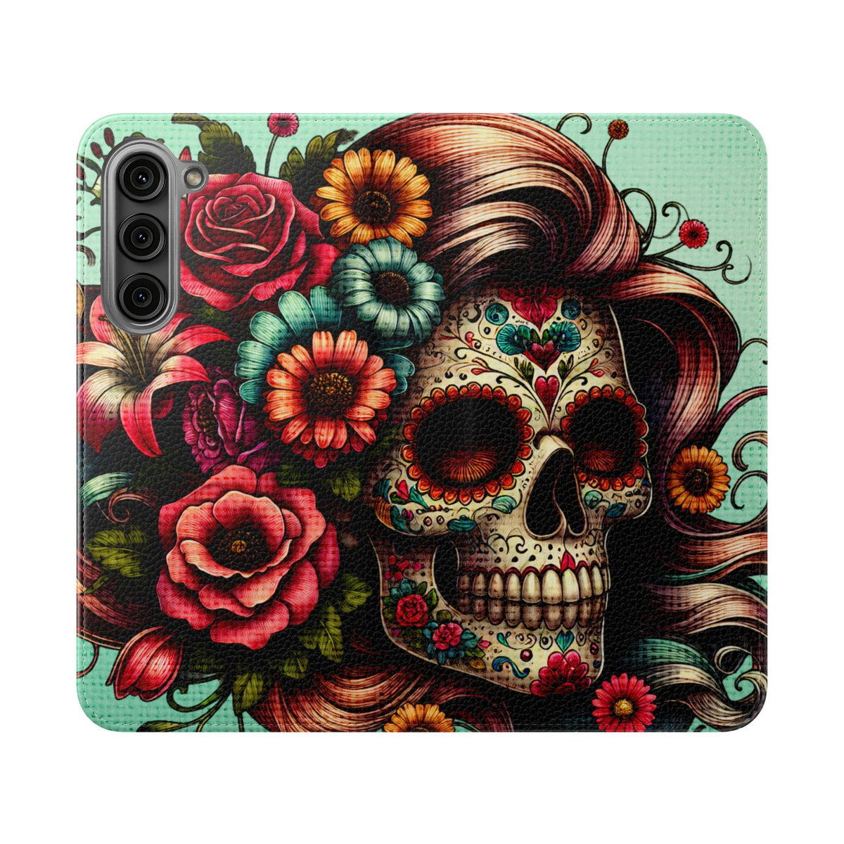 Sugar Skull Flip Wallet Phone Case