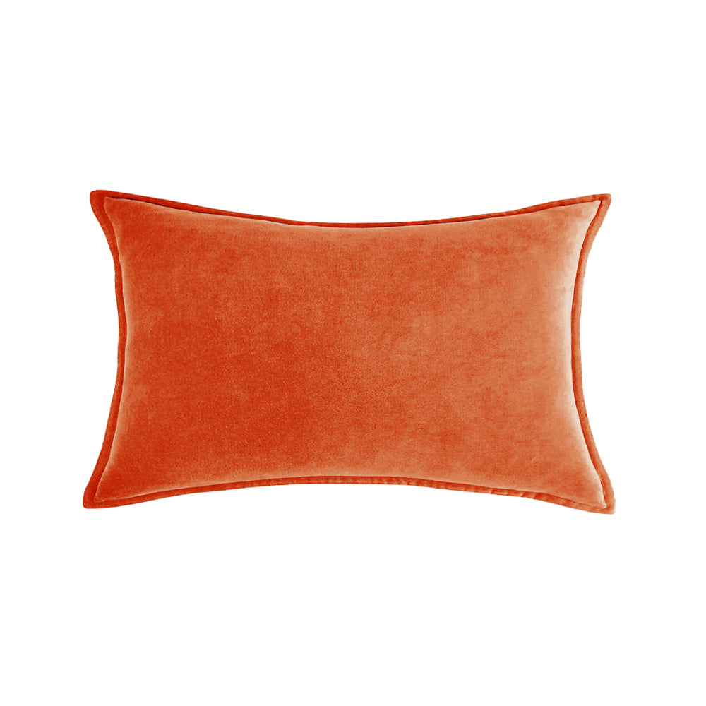 Luxe velvet lumbar pillow 19 colors classic flange edge elegant solid color accent insert included 12"x20"