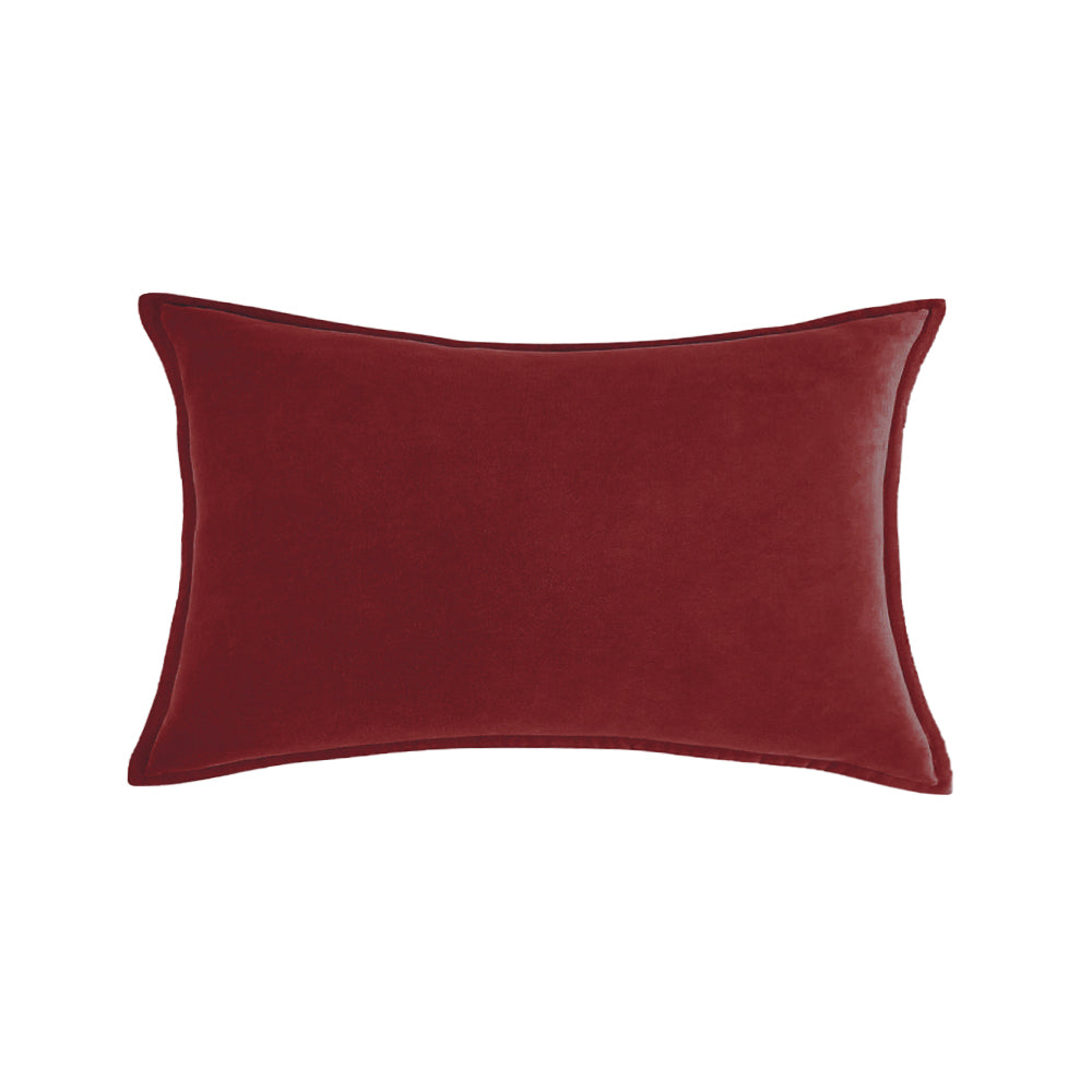 Luxe velvet lumbar pillow 19 colors classic flange edge elegant solid color accent insert included 12"x20"