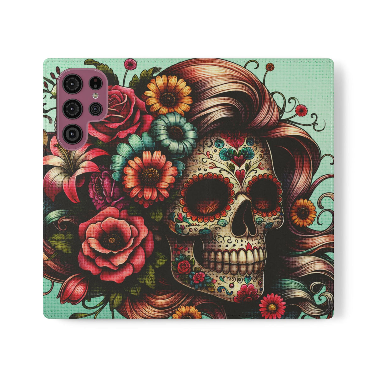 Sugar Skull Flip Wallet Phone Case