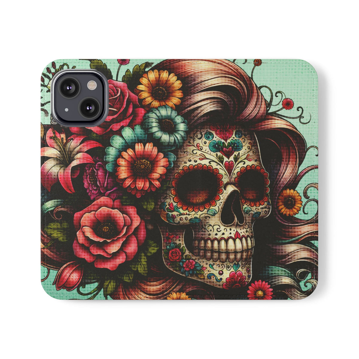 Sugar Skull Flip Wallet Phone Case