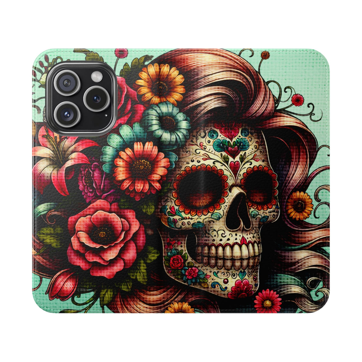 Sugar Skull Flip Wallet Phone Case