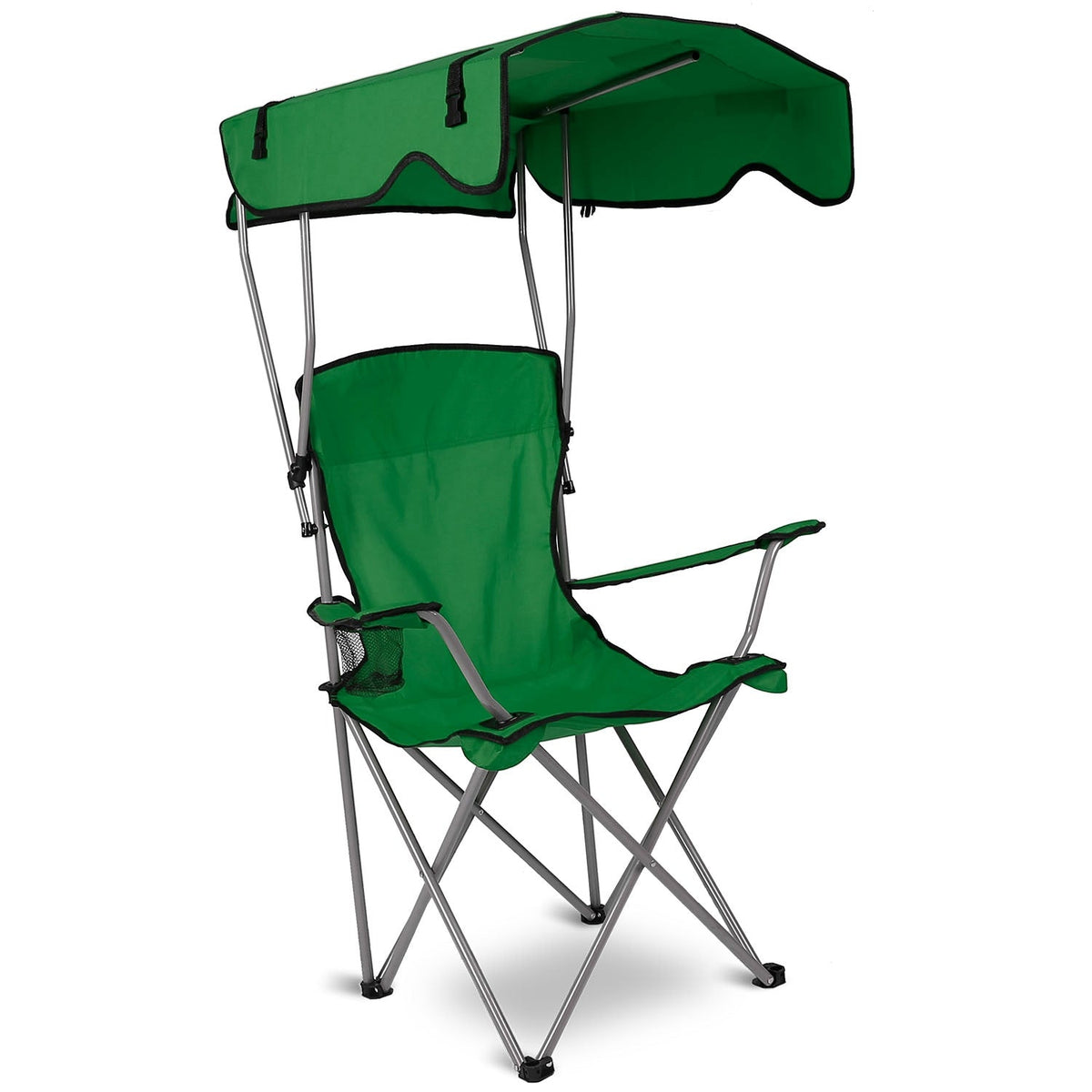 Foldable Beach Canopy Chair Sun Protection Camping Lawn Canopy Chair 330LBS Load Folding Seat w/ Cup Holder For Beach Poolside Travel Picnic