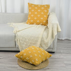 20''x20'' tufted floral 100% cotton throw pillow | 7 colors textured daisy stitch design | boho chic couch & bedroom accent | insert included