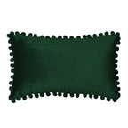 12''x20'' velvet pom-pom lumbar support throw pillow | 7 colors soft & playful ball trim design | chic lumbar & accent pillow | insert included