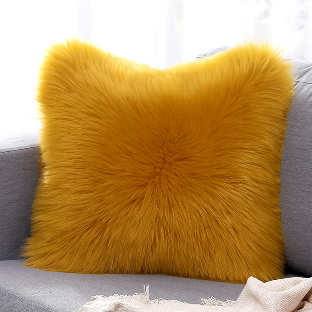 Throw Pillow Cover with 450g Insert, Purple, faux fur, 16, Decorative Cushion – Fancy & Stacy