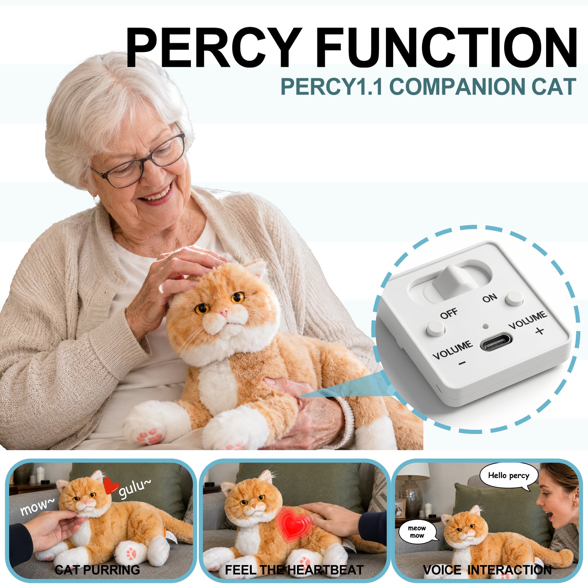 Percy Robot Cat - Interactive Emotional Support Pet Weighted