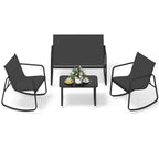 4 PCS Patio Furniture Set Outdoor Rocker Chair Conversation Set-Black
