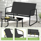 4 PCS Patio Furniture Set Outdoor Rocker Chair Conversation Set-Black