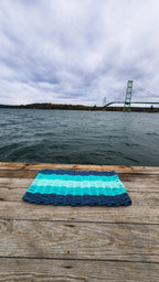 Navy Blue, Teal & Seafoam 5-Stripe Lobster Rope Doormat