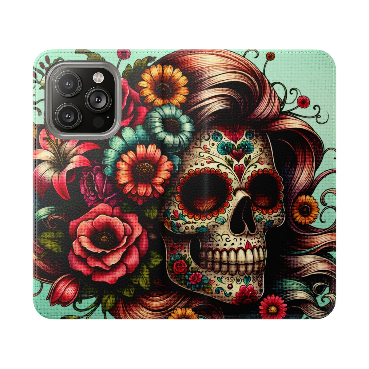 Sugar Skull Flip Wallet Phone Case