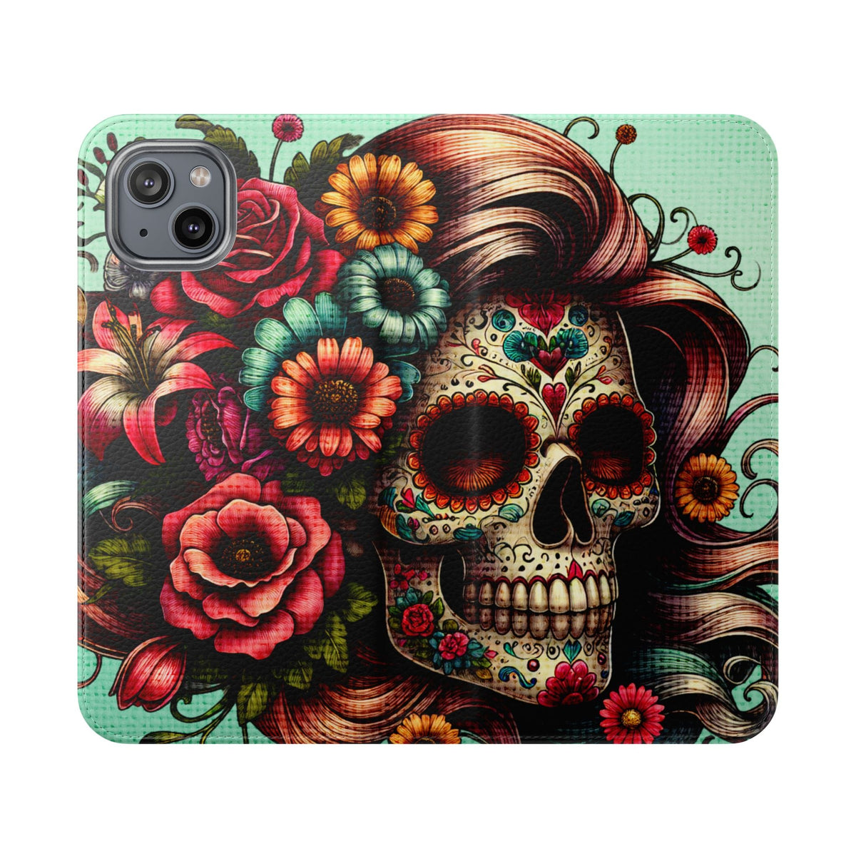 Sugar Skull Flip Wallet Phone Case