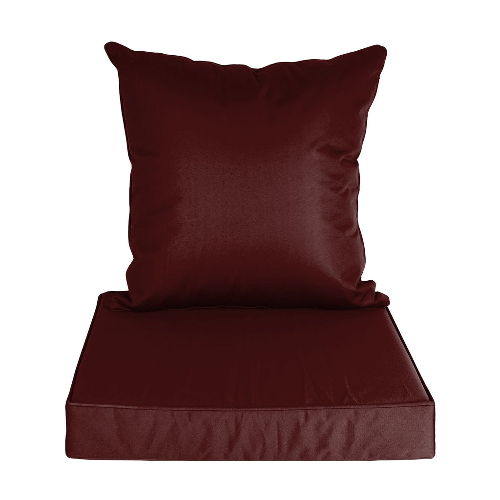 Outdoor Seat Cushion Set Waterproof Patio Furniture Cushion and Back Pillow Fade Resistant Deep SeatÊSet Chair Pad with Removable Cover for Chair Sofa