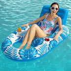 Inflatable Leaf Lounge Float with Cup Holder