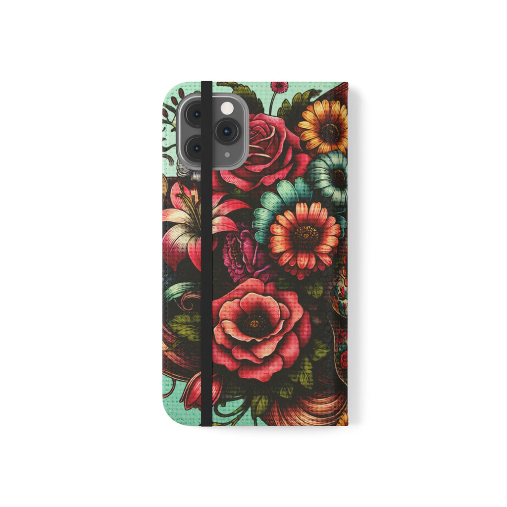Sugar Skull Flip Wallet Phone Case