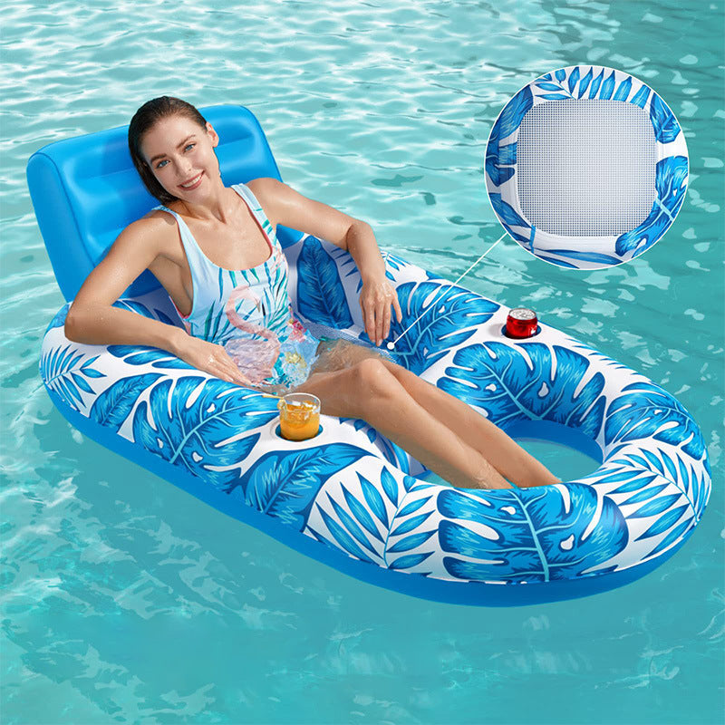 Inflatable Leaf Lounge Float with Cup Holder