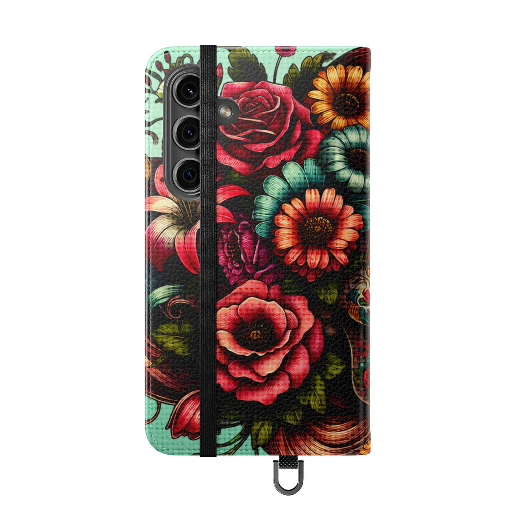 Sugar Skull Flip Wallet Phone Case