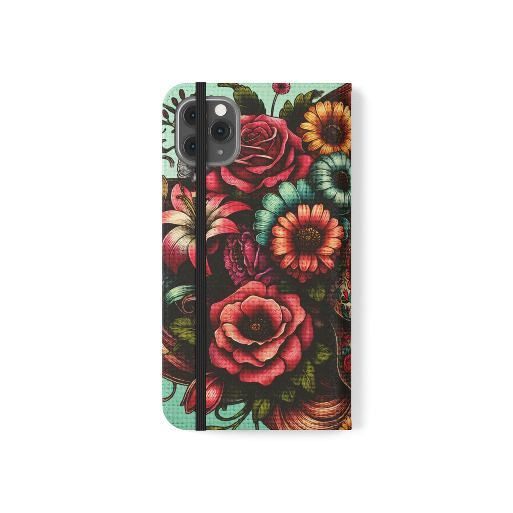 Sugar Skull Flip Wallet Phone Case