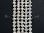 White Agate with rhinestone inlaid, 6mm/8mm/10mm/12mm/14mm, Natural Agate Beads, 15.5inch Full strand, SKU#V58