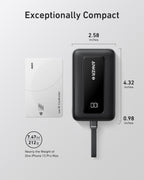Anker Zolo Power Bank (10K, 30W) with a 5.4-inch (13.7 cm) built-in USB-C cable.