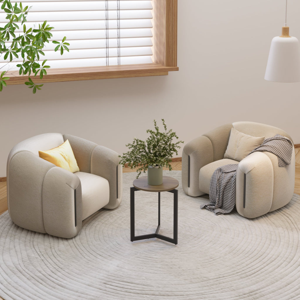19.68''H Round Side Table, Round Accent End Table with Sturdy Metal Frame, Round Nightstand, for Living Room, Brown