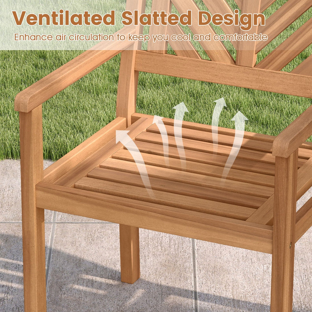 Outdoor Acacia Wood Patio Dining Chairs Garden Seating Chairs with 400 lbs Capacity