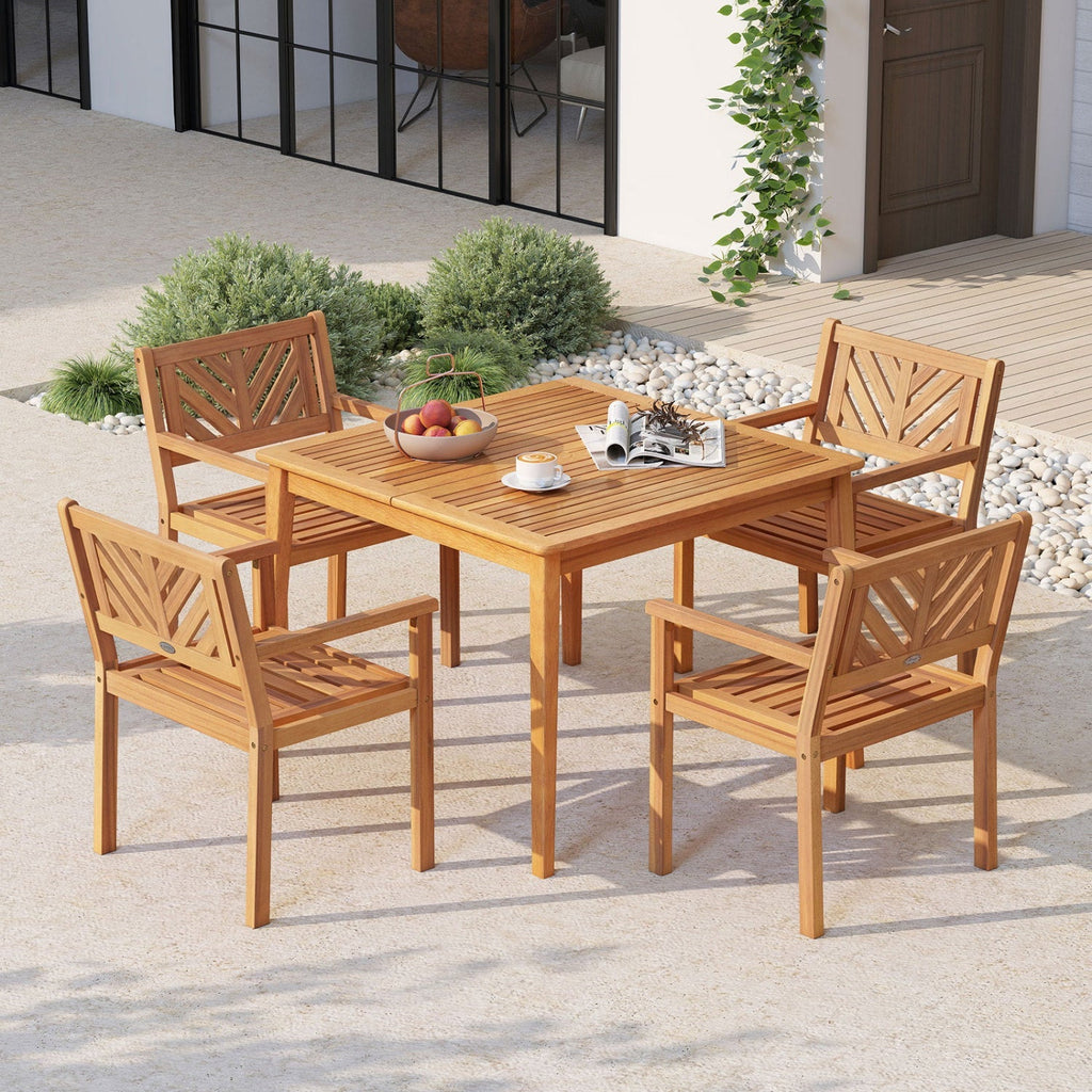 Outdoor Acacia Wood Patio Dining Chairs Garden Seating Chairs with 400 lbs Capacity