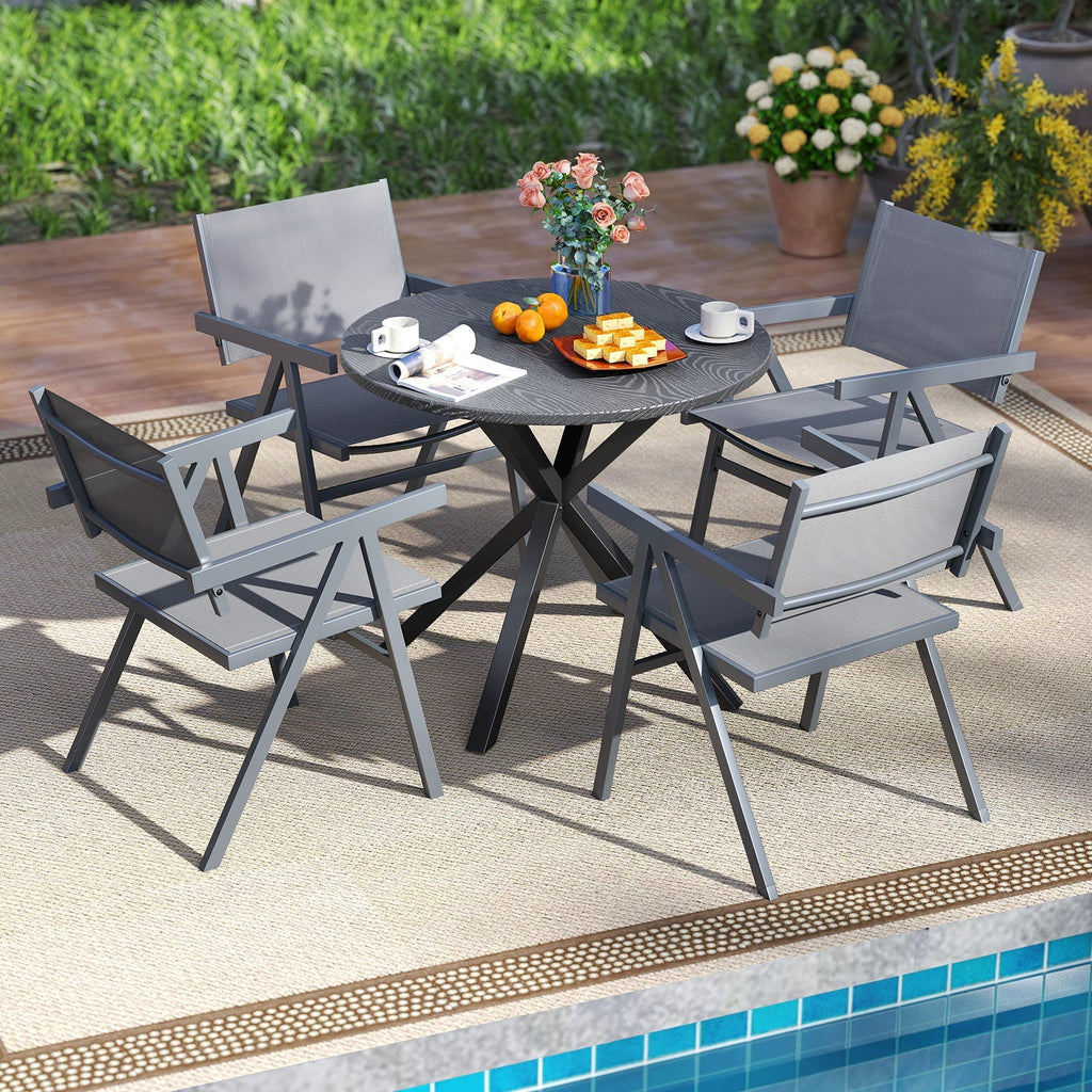 Patio Chairs Set of 2 Outdoor Dining Chair with Breathable Fabric Seat