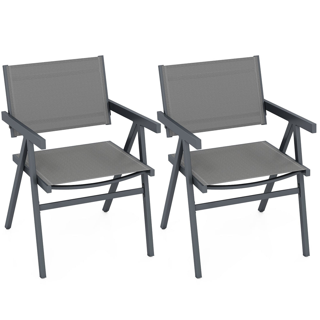 Patio Chairs Set of 2 Outdoor Dining Chair with Breathable Fabric Seat