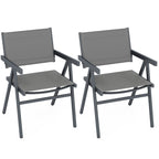 Patio Chairs Set of 2 Outdoor Dining Chair with Breathable Fabric Seat