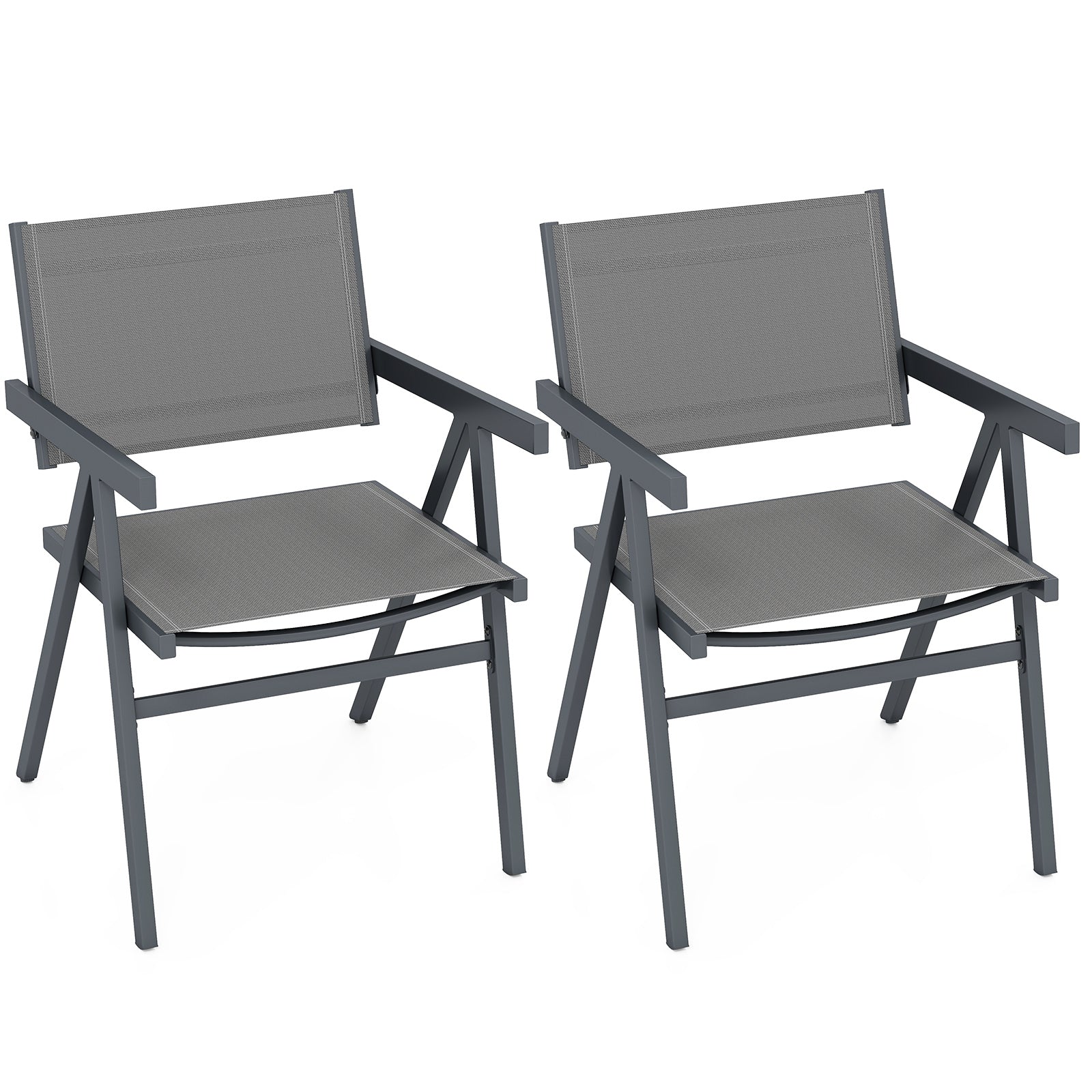 Patio Chairs Set of 2 Outdoor Dining Chair with Breathable Fabric Seat
