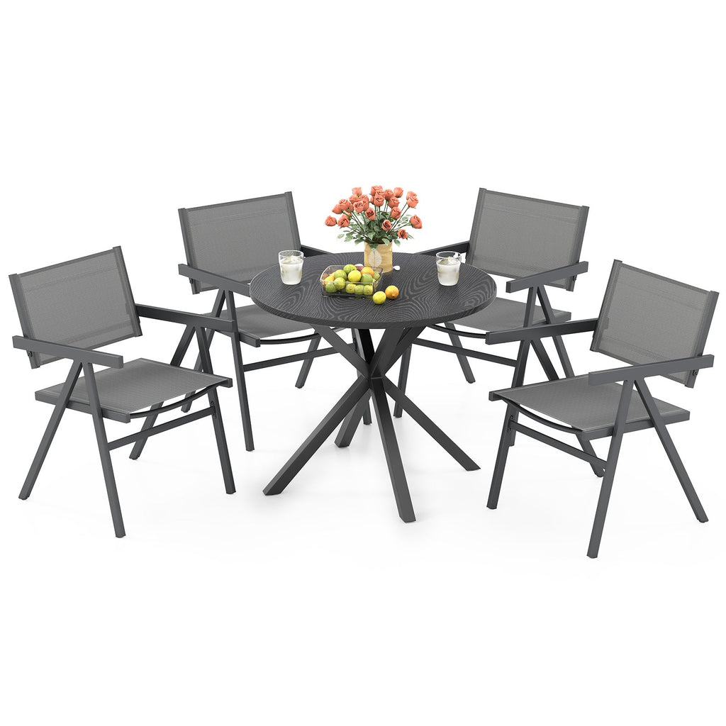 Patio Chairs Set of 2 Outdoor Dining Chair with Breathable Fabric Seat