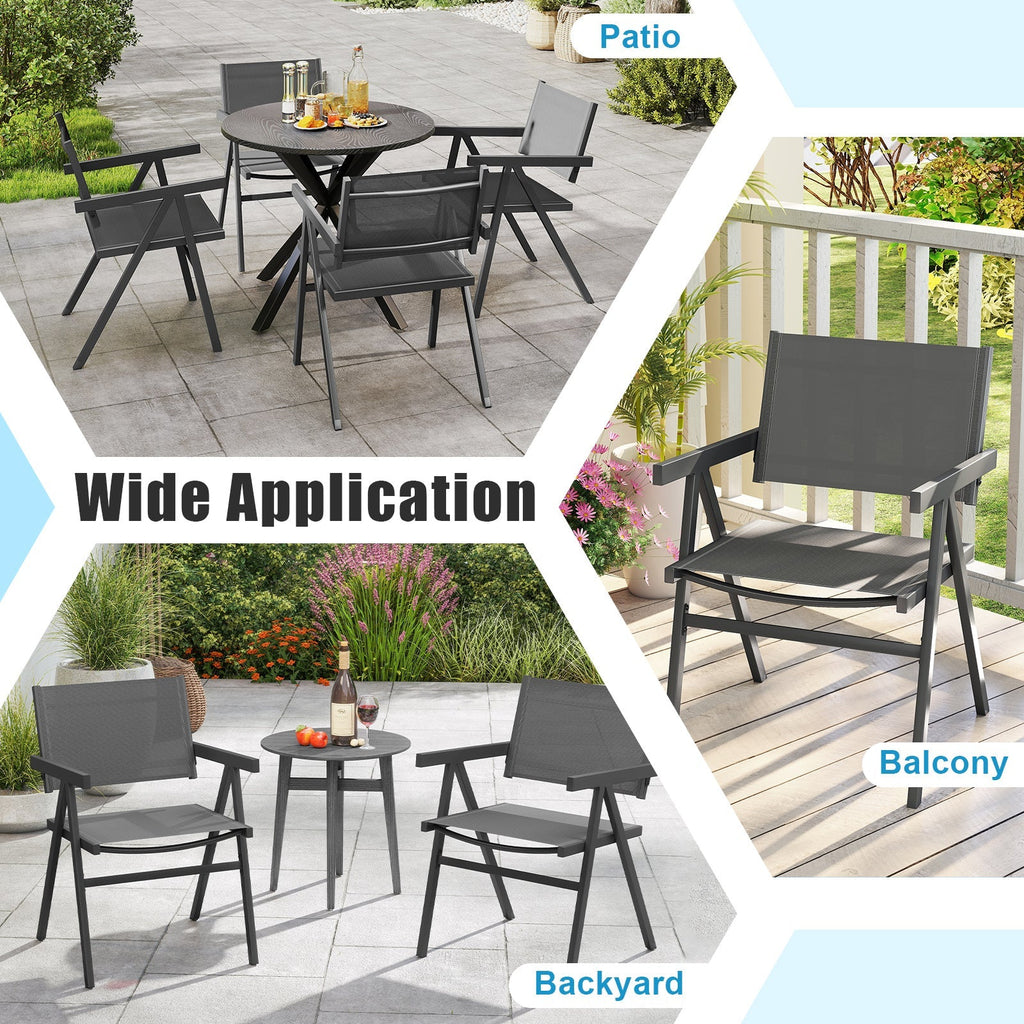 Patio Chairs Set of 2 Outdoor Dining Chair with Breathable Fabric Seat