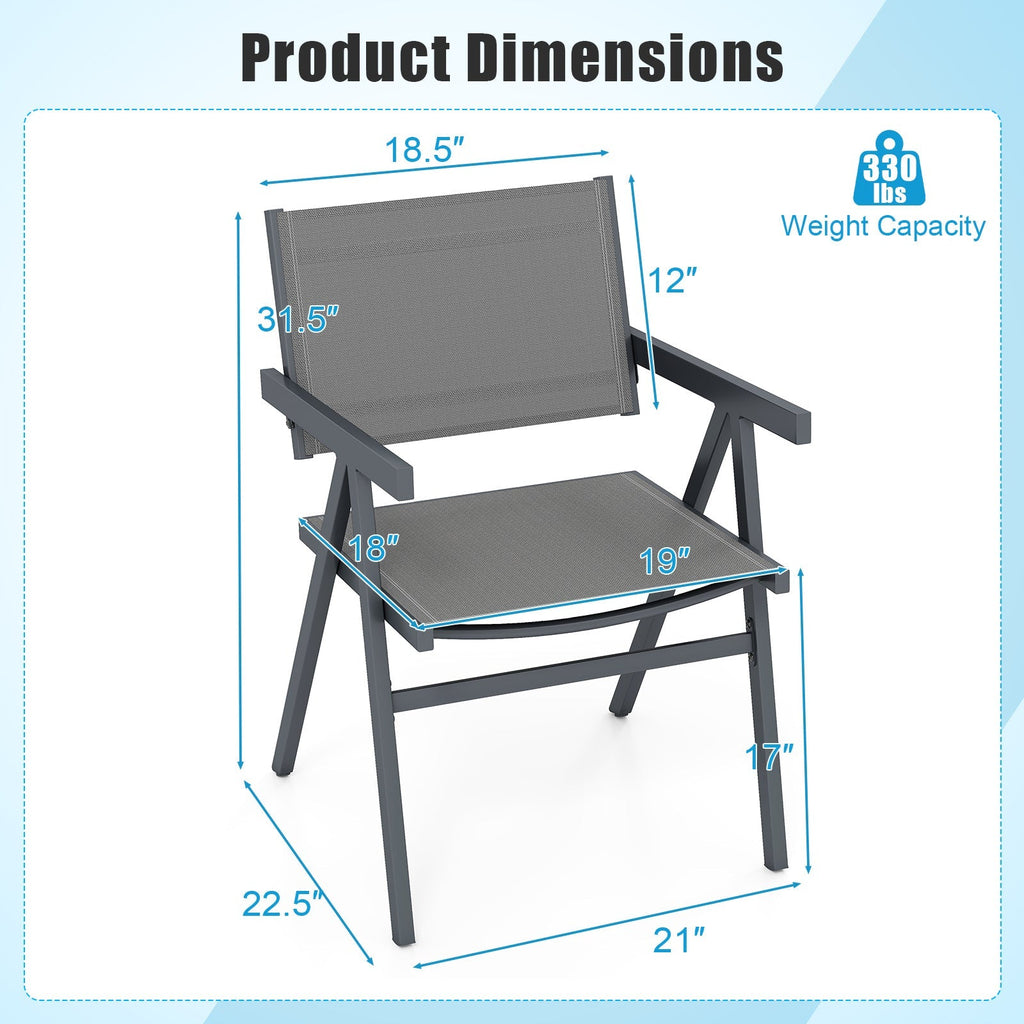 Patio Chairs Set of 2 Outdoor Dining Chair with Breathable Fabric Seat