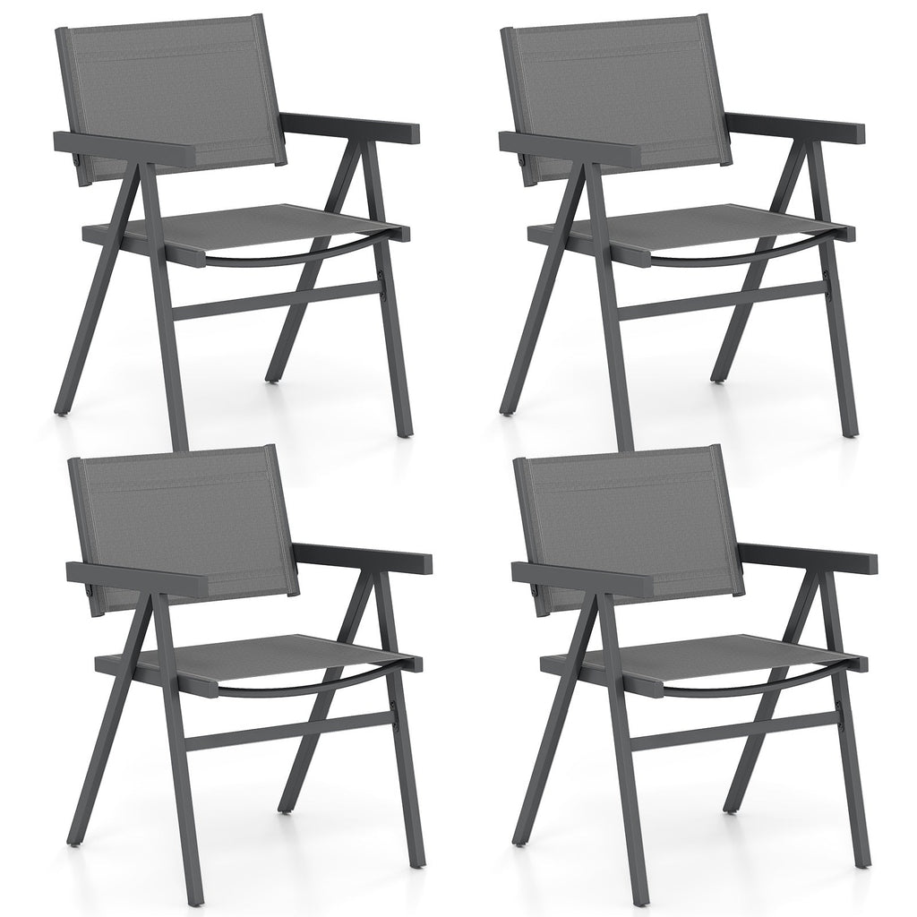 Patio Chairs Set of 2 Outdoor Dining Chair with Breathable Fabric Seat