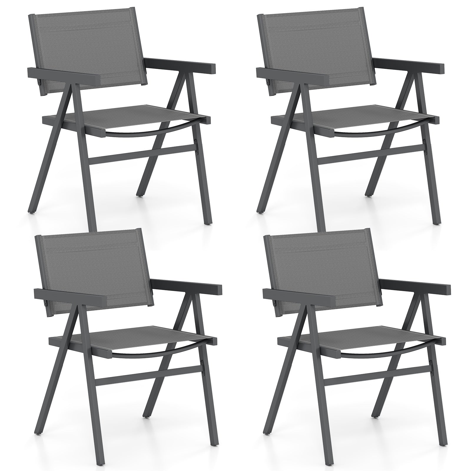 Patio Chairs Set of 2 Outdoor Dining Chair with Breathable Fabric Seat