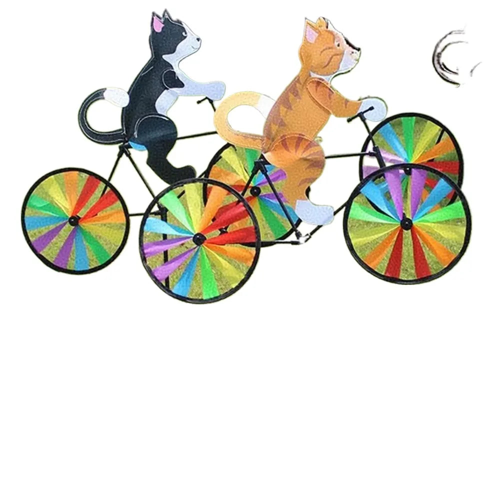 Three-dimensional Cartoon Animal Riding Windmill Cartoon Modelling Standing Pole Bicycle Wind Spinners Wind Spinners Lawn