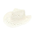 Summer Outdoor Men Women Hand-woven Western Cowboy Straw Hats Wide Brim Breathable Beach Jazz Cap Sun Protection Hat