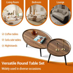 Nesting Coffee Table Set of 2 Mid Century Modern Walnut End Tables For Living Room Small Spaces Sofa Side Table