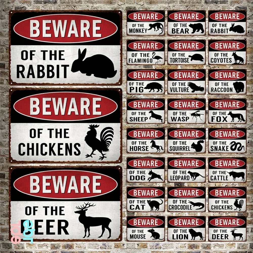 Wildlife Warning Signs Beware Of The Pig Snakes Metal Sign Animals Tin Plate Wild Forest Warning Plaque Retro Wall Stickers Sign