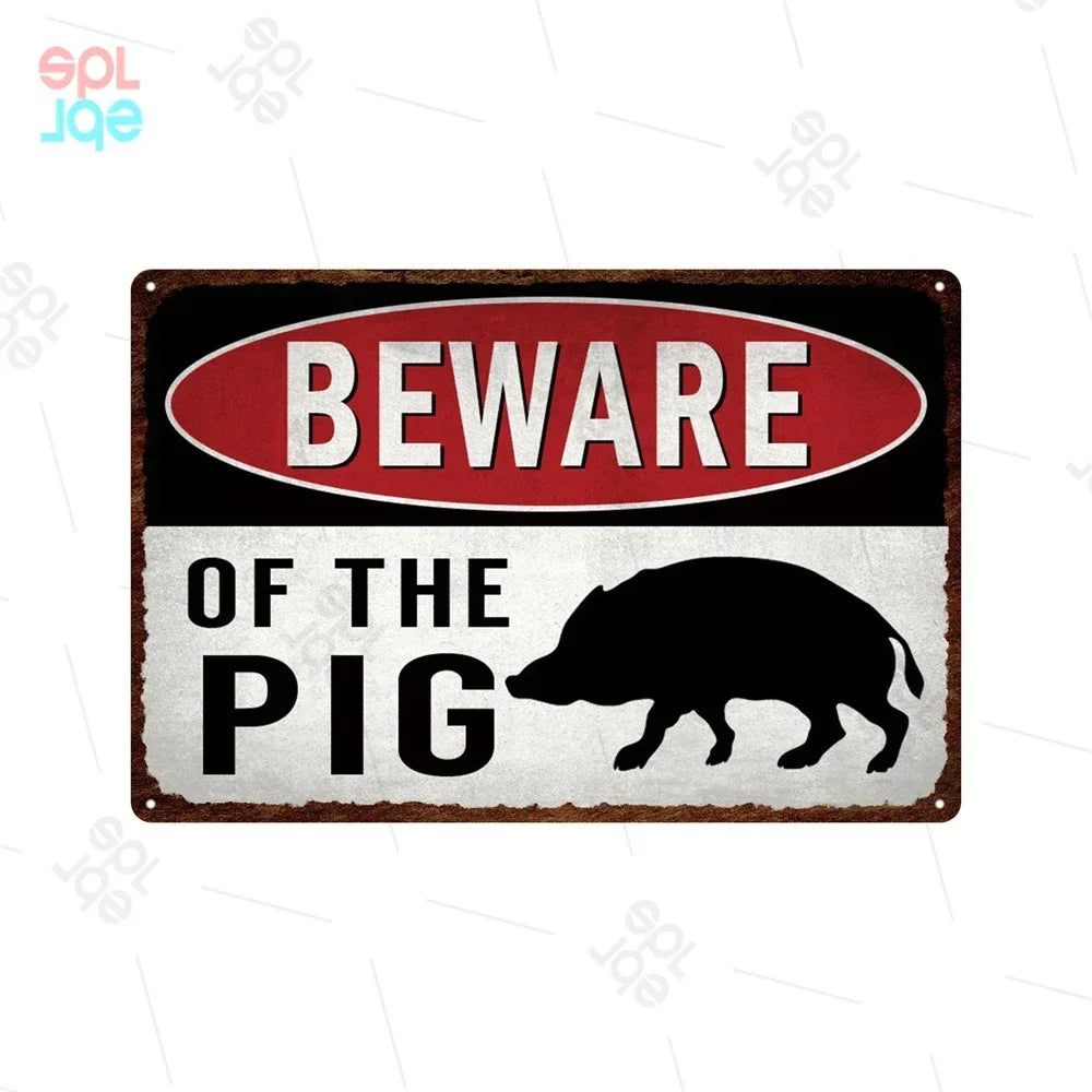 Wildlife Warning Signs Beware Of The Pig Snakes Metal Sign Animals Tin Plate Wild Forest Warning Plaque Retro Wall Stickers Sign