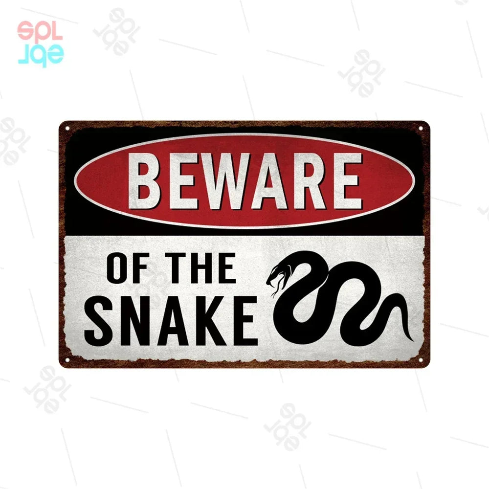 Wildlife Warning Signs Beware Of The Pig Snakes Metal Sign Animals Tin Plate Wild Forest Warning Plaque Retro Wall Stickers Sign
