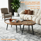 Nesting Coffee Table Set of 2 Mid Century Modern Walnut End Tables For Living Room Small Spaces Sofa Side Table