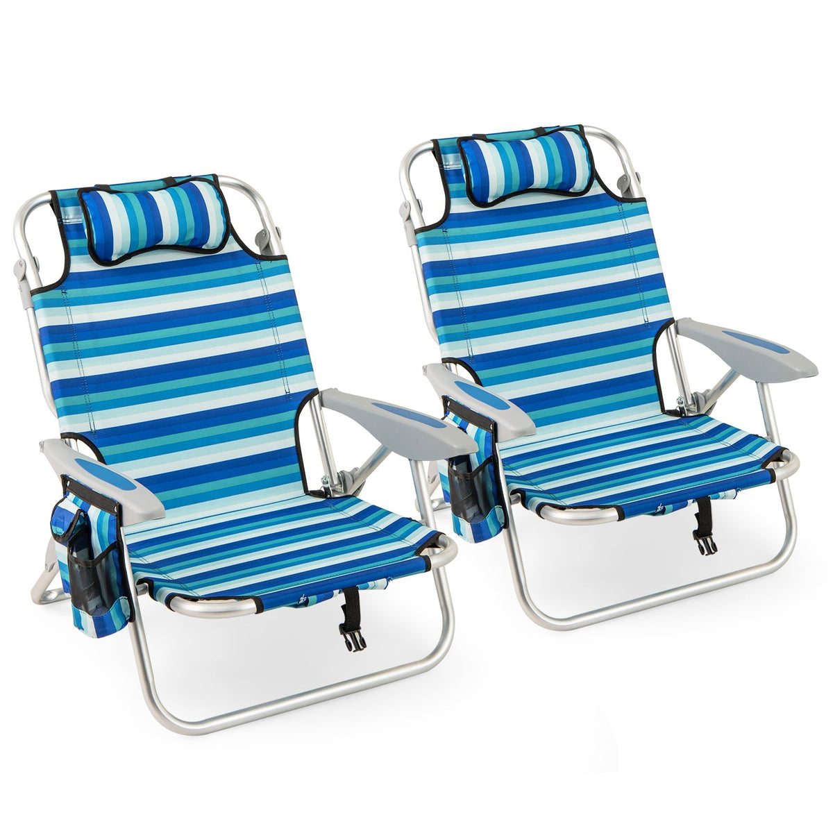 Folding Beach Chair with 4-Position Adjustable Backrest