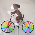 Three-dimensional Cartoon Animal Riding Windmill Cartoon Modelling Standing Pole Bicycle Wind Spinners Wind Spinners Lawn