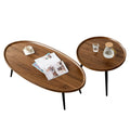 Nesting Coffee Table Set of 2 Mid Century Modern Walnut End Tables For Living Room Small Spaces Sofa Side Table