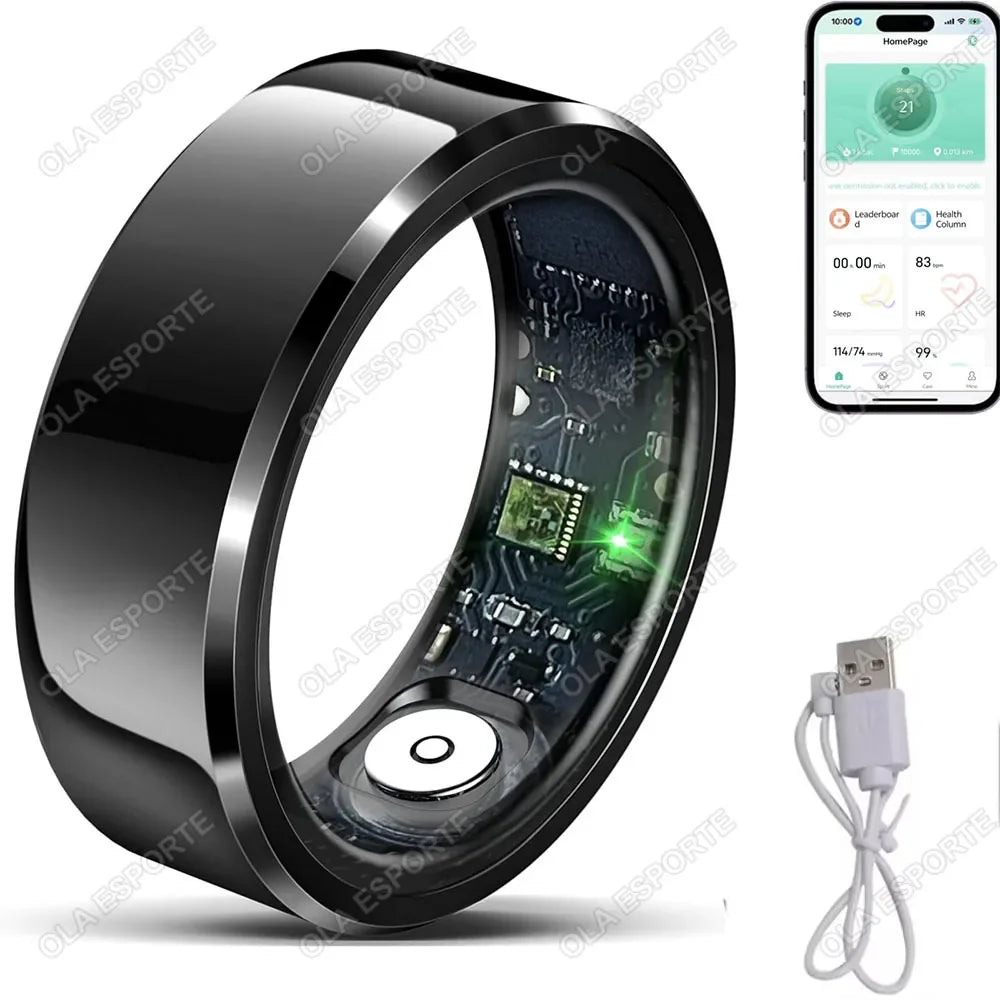 2026 Smart Ring Blood Pressure Heart Rate Sleep Monitoring Smartring IP68 & 5ATM Waterproof Multi-sport Mode Smartring Man Women