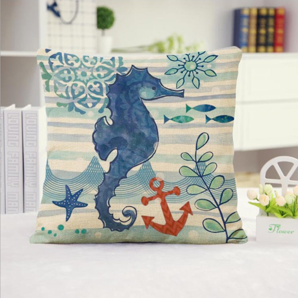 18''x18'' coastal print throw pillow | 15 designs nautical & beach themed | rustic seaside accent | insert included