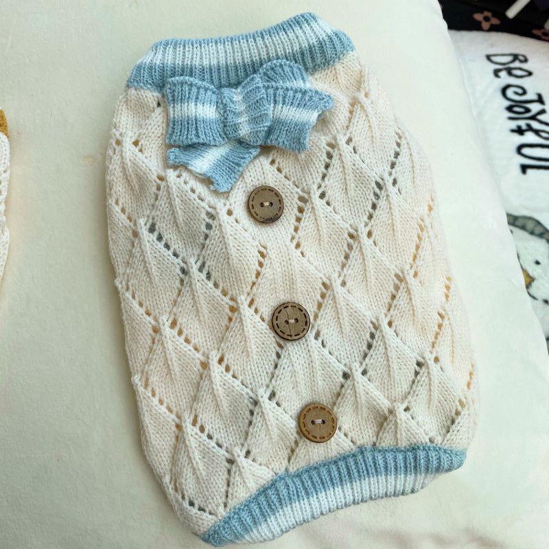 Hollow-out Knitted Sweater Pet Clothing Dog Apparel Knitted Sweater